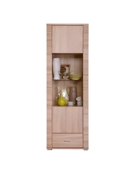 Vitrină KONDELA GRAND 05, living/dormitor/birou, 63x192x39 cm, PAL laminat stejar sonoma | MobilaOK