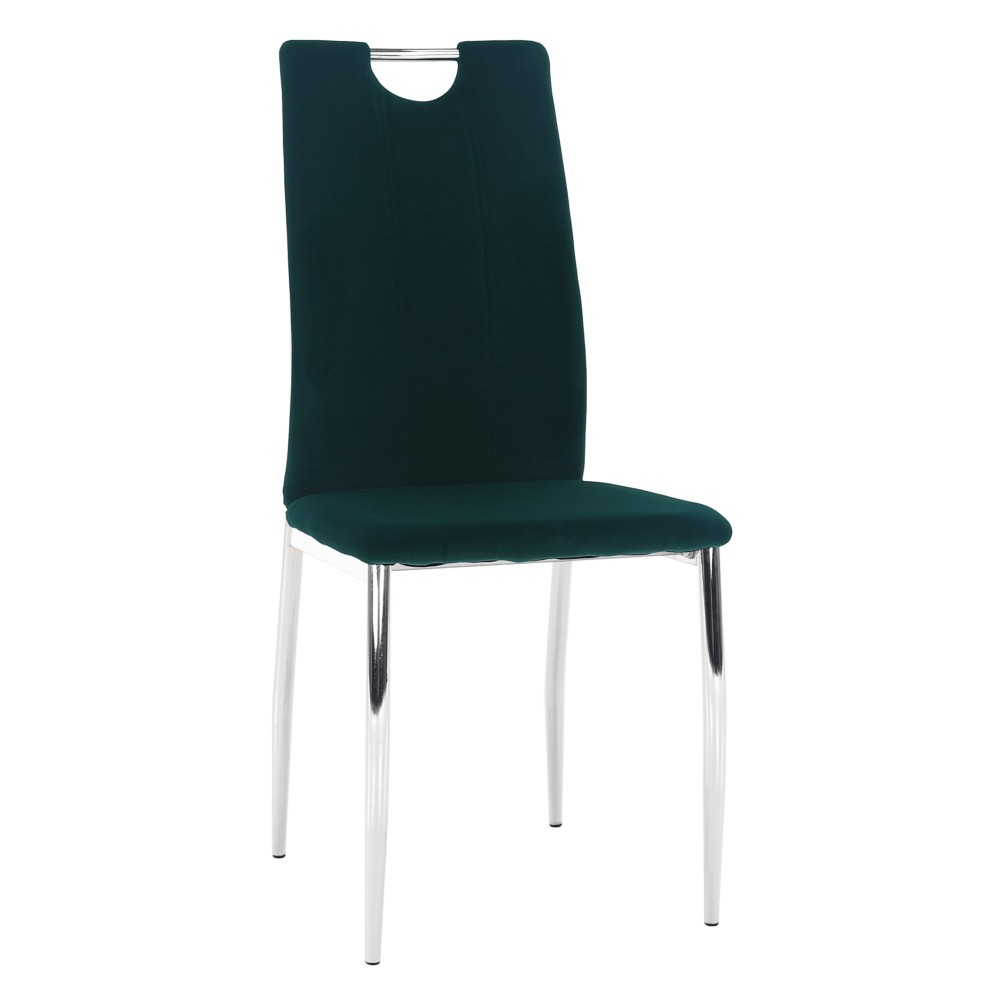 Scaun de masă, ţesătură de catifea smarald / crom, OLIVA NEW din Material textil L42 x P52 x H97 cm  MobilaOK