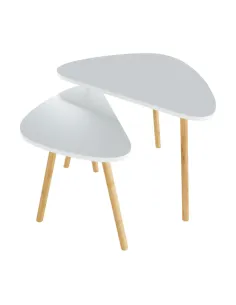 Set Măsuțe Cafea BISMAK, living, 46x30x40 & 60x40x45 cm, MDF și bambus lăcuit | MobilaOK