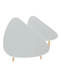 Set Măsuțe Cafea BISMAK, living, 46x30x40 & 60x40x45 cm, MDF și bambus lăcuit | MobilaOK 2