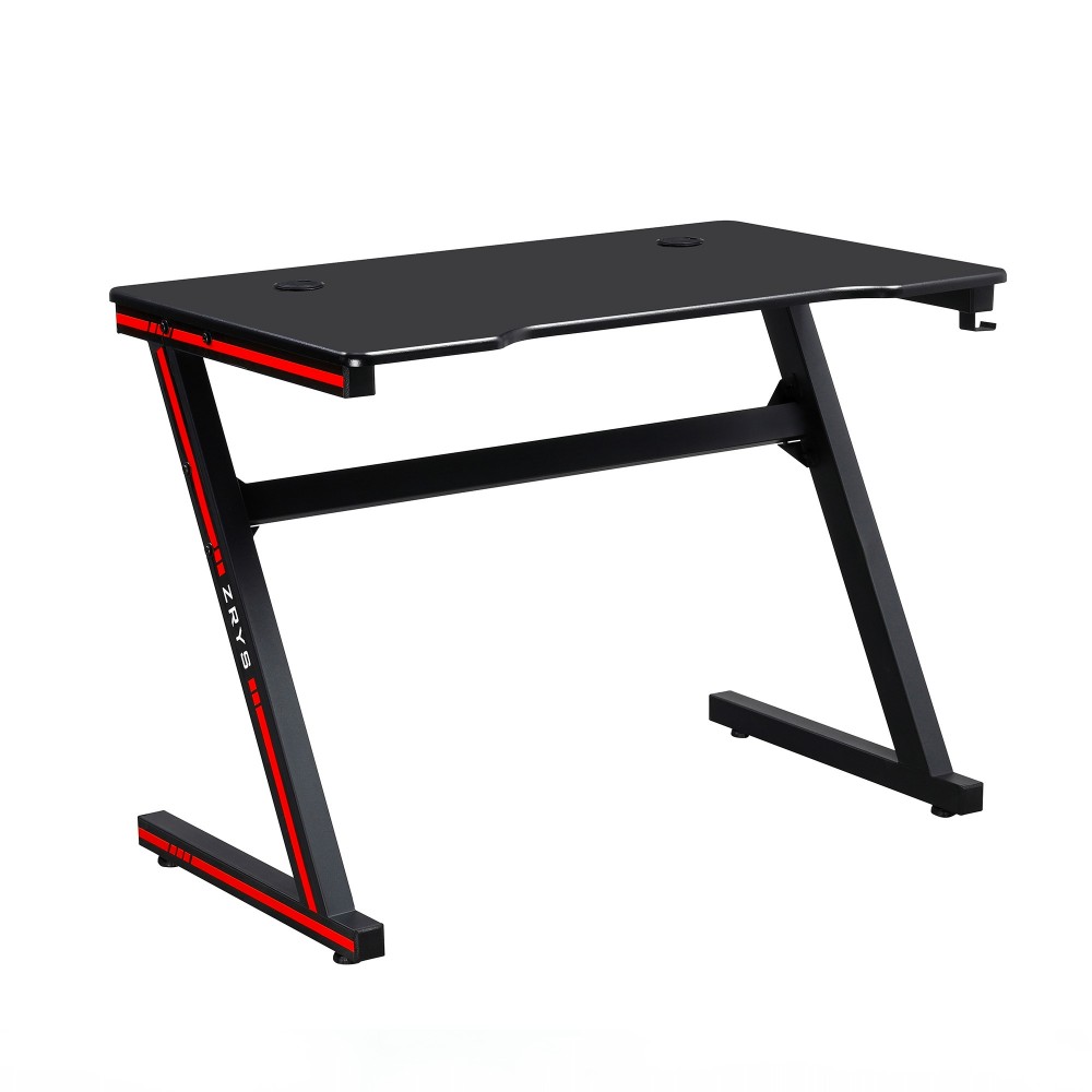 Masă de joc / masă pentru computer, neagră / roşie, MACKENZIE 100cm