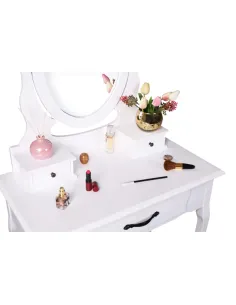 Măsuță de toaletă LINET NEW, baie, 72x40x136 cm, MDF și lemn masiv | MobilaOK 2