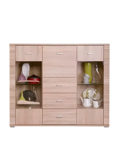 Scrin GRAND 08, living/dormitor/birou, 140x118x39 cm, PAL stejar sonoma | MobilaOK