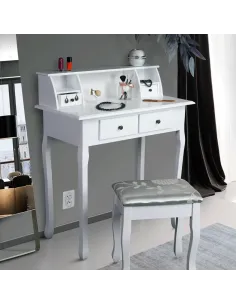 Măsuță de toaletă RODES NEW, baie, 80x40x93.5 cm, MDF și lemn masiv | MobilaOK 2
