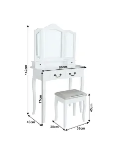 Măsuță de toaletă REGINA NEW, baie, 80x40x142 cm, Lemn masiv și MDF | MobilaOK 2