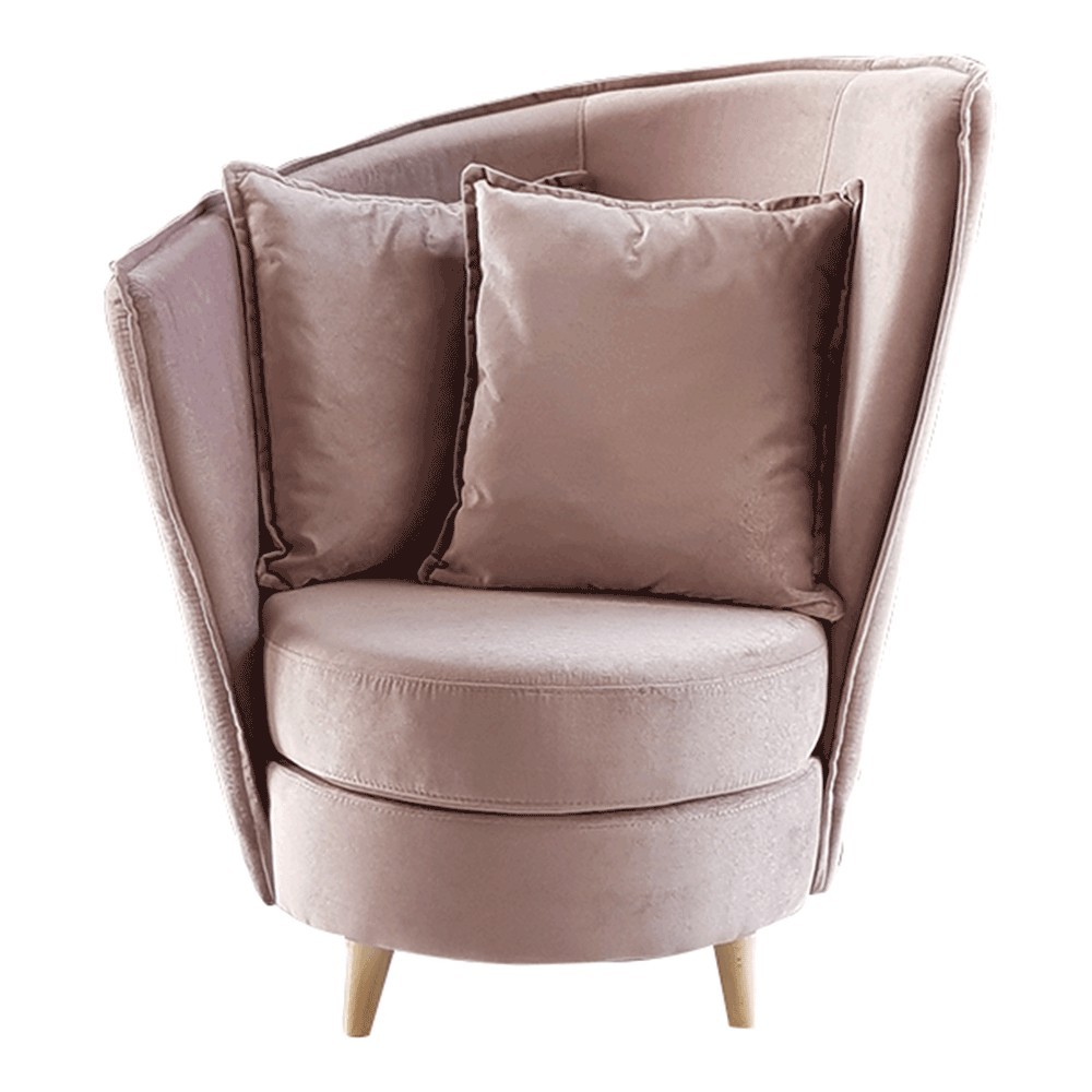 Fotoliu Art Deco, stofă roz Kronos / fag, ROUND NEW din Material textil L90 x P80 x H102 cm  MobilaOK