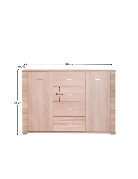 Comodă GRAND, pentru living/dormitor/birou, 140x96x39 cm, PAL melaminat | MobilaOK