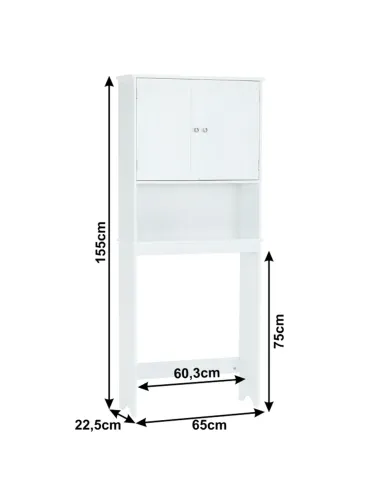 Dulap deasupra WC, ATENE TYP 5, baie, 65x22.5x155 cm, MDF lăcuit | MobilaOK