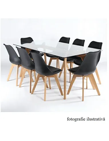 Scaun BALI 2 NEW pentru birou/living, 48x54x80 cm, din lemn/plastic/piele ecologică | MobilaOK