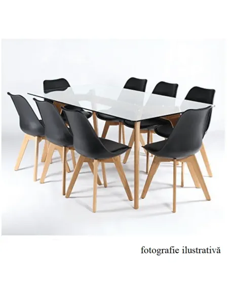 Scaun BALI 2 NEW pentru birou/living, 48x54x80 cm, din lemn/plastic/piele ecologică | MobilaOK