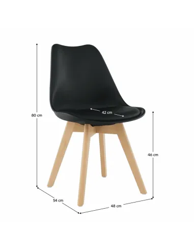 Scaun BALI 2 NEW pentru birou/living, 48x54x80 cm, din lemn/plastic/piele ecologică | MobilaOK