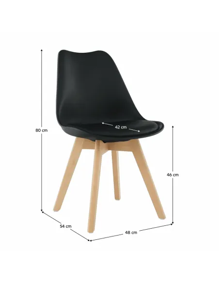 Scaun BALI 2 NEW pentru birou/living, 48x54x80 cm, din lemn/plastic/piele ecologică | MobilaOK