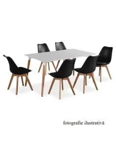 Scaun BALI 2 NEW pentru birou/dining, 48x54x80 cm, din lemn/plastic/piele eco | MobilaOK 2