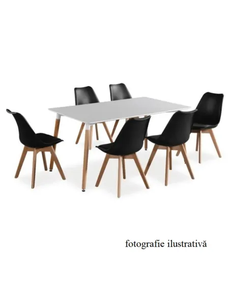 Scaun BALI 2 NEW pentru birou/dining, 48x54x80 cm, din lemn/plastic/piele eco | MobilaOK