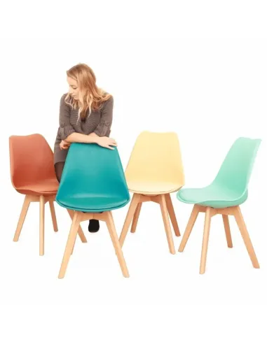 Scaun BALI 2 NEW pentru birou/dining, 48x54x80 cm, din lemn/plastic/piele eco | MobilaOK