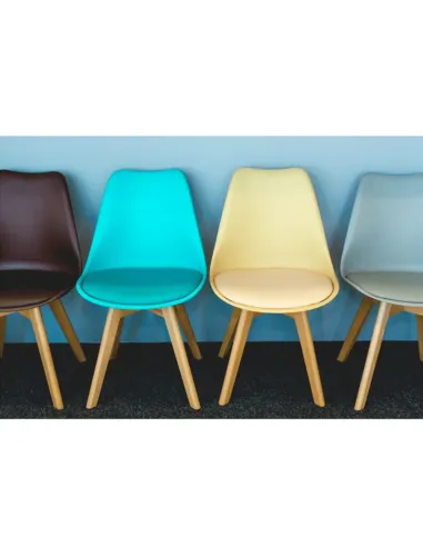 Scaun BALI 2 NEW pentru birou/dining, 48x54x80 cm, din lemn/plastic/piele eco | MobilaOK
