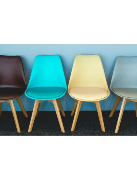 Scaun BALI 2 NEW pentru birou/dining, 48x54x80 cm, din lemn/plastic/piele eco | MobilaOK