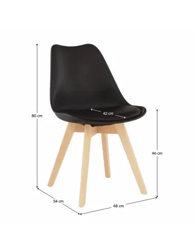 Scaun BALI 2 NEW pentru birou/dining, 48x54x80 cm, din lemn/plastic/piele eco | MobilaOK