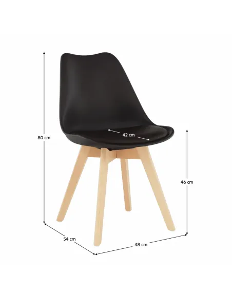 Scaun BALI 2 NEW pentru birou/dining, 48x54x80 cm, din lemn/plastic/piele eco | MobilaOK