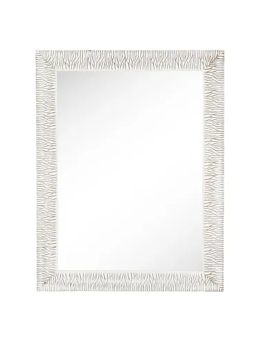 Oglindă MALKIA TYP 14 pentru hol/dormitor, 62x82 cm, cadru lemn alb-auriu | MobilaOK