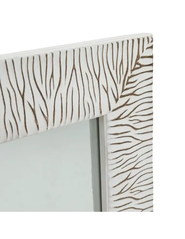 Oglindă MALKIA TYP 14 pentru hol/dormitor, 62x82 cm, cadru lemn alb-auriu | MobilaOK