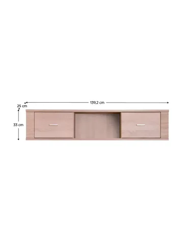 Dulap suspendat GRAND, pentru living/dormitor/birou, 139.2x33x25 cm, PAL melaminat stejar sonoma | MobilaOK