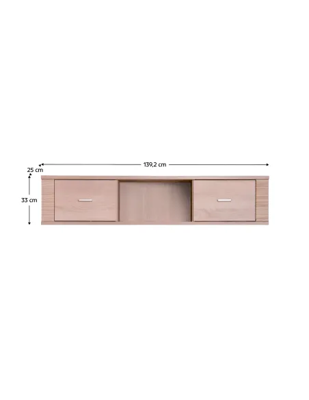 Dulap suspendat GRAND, pentru living/dormitor/birou, 139.2x33x25 cm, PAL melaminat stejar sonoma | MobilaOK