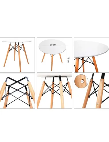 Masă Dining GAMIN NEW 60, dining, Ø60x74 cm, MDF/lemn/metal | MobilaOK