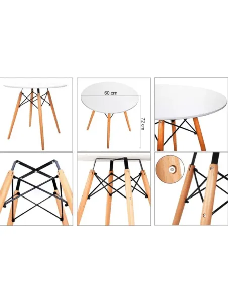 Masă Dining GAMIN NEW 60, dining, Ø60x74 cm, MDF/lemn/metal | MobilaOK