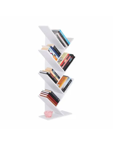 Raft, BAKI NEW TYP, bibliotecă living/dormitor/birou, 40x20x142/120/95 cm, PAL, alb | MobilaOK