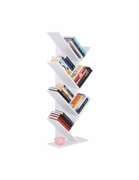 Raft, BAKI NEW TYP, bibliotecă living/dormitor/birou, 40x20x142/120/95 cm, PAL, alb | MobilaOK