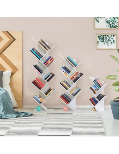Raft, BAKI NEW TYP, bibliotecă living/dormitor/birou, 40x20x142/120/95 cm, PAL, alb | MobilaOK