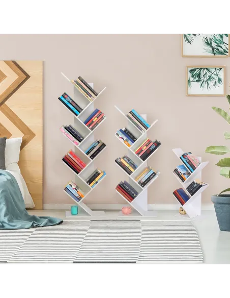Raft, BAKI NEW TYP, bibliotecă living/dormitor/birou, 40x20x142/120/95 cm, PAL, alb | MobilaOK
