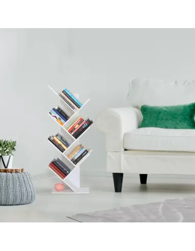 Raft, BAKI NEW TYP, bibliotecă living/dormitor/birou, 40x20x142/120/95 cm, PAL, alb | MobilaOK