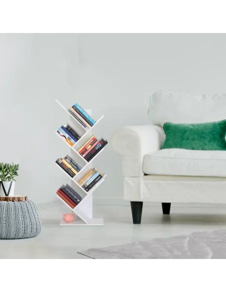 Raft, BAKI NEW TYP, bibliotecă living/dormitor/birou, 40x20x142/120/95 cm, PAL, alb | MobilaOK