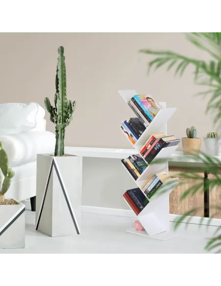Raft, BAKI NEW TYP, bibliotecă living/dormitor/birou, 40x20x142/120/95 cm, PAL, alb | MobilaOK