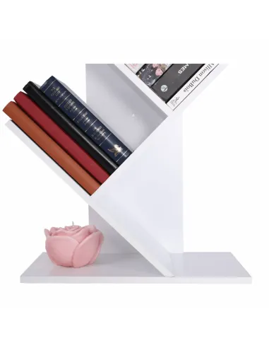 Raft, BAKI NEW TYP, bibliotecă living/dormitor/birou, 40x20x142/120/95 cm, PAL, alb | MobilaOK