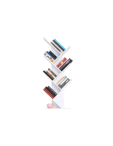 Raft, BAKI NEW TYP, bibliotecă living/dormitor/birou, 40x20x142/120/95 cm, PAL, alb | MobilaOK