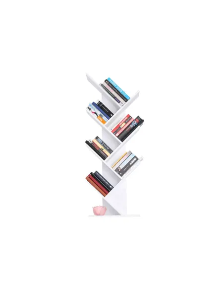 Raft, BAKI NEW TYP, bibliotecă living/dormitor/birou, 40x20x142/120/95 cm, PAL, alb | MobilaOK