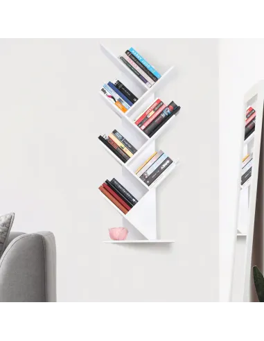 Raft, BAKI NEW TYP, bibliotecă living/dormitor/birou, 40x20x142/120/95 cm, PAL, alb | MobilaOK