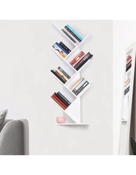 Raft, BAKI NEW TYP, bibliotecă living/dormitor/birou, 40x20x142/120/95 cm, PAL, alb | MobilaOK