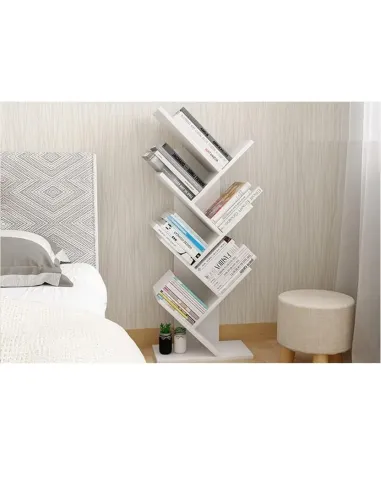 Raft, BAKI NEW TYP, bibliotecă living/dormitor/birou, 40x20x142/120/95 cm, PAL, alb | MobilaOK