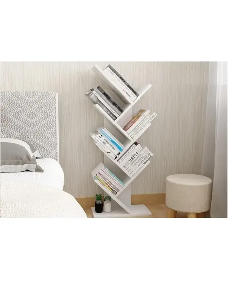 Raft, BAKI NEW TYP, bibliotecă living/dormitor/birou, 40x20x142/120/95 cm, PAL, alb | MobilaOK