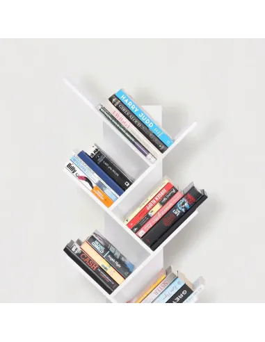 Raft, BAKI NEW TYP, bibliotecă living/dormitor/birou, 40x20x142/120/95 cm, PAL, alb | MobilaOK