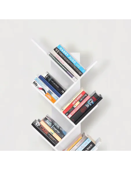Raft, BAKI NEW TYP, bibliotecă living/dormitor/birou, 40x20x142/120/95 cm, PAL, alb | MobilaOK