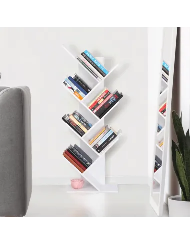 Raft, BAKI NEW TYP, bibliotecă living/dormitor/birou, 40x20x142/120/95 cm, PAL, alb | MobilaOK