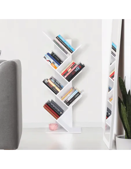 Raft, BAKI NEW TYP, bibliotecă living/dormitor/birou, 40x20x142/120/95 cm, PAL, alb | MobilaOK