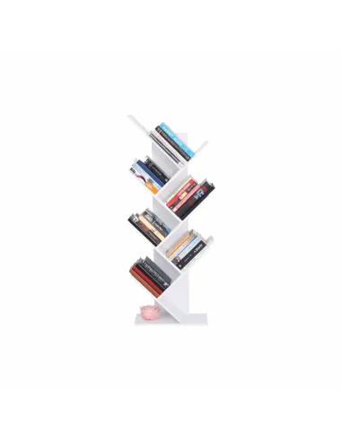 Raft, BAKI NEW TYP, bibliotecă living/dormitor/birou, 40x20x142/120/95 cm, PAL, alb | MobilaOK