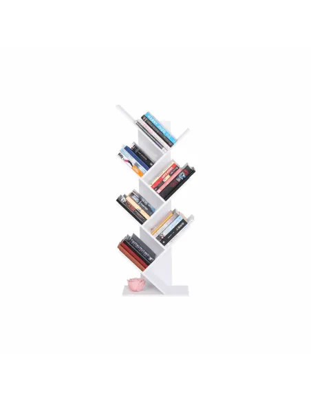 Raft, BAKI NEW TYP, bibliotecă living/dormitor/birou, 40x20x142/120/95 cm, PAL, alb | MobilaOK