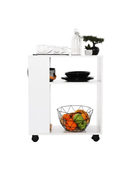 Măsuță portabilă ZOELA NEW, living/dormitor/birou, 60x24x70 cm, PAL, alb | MobilaOK
